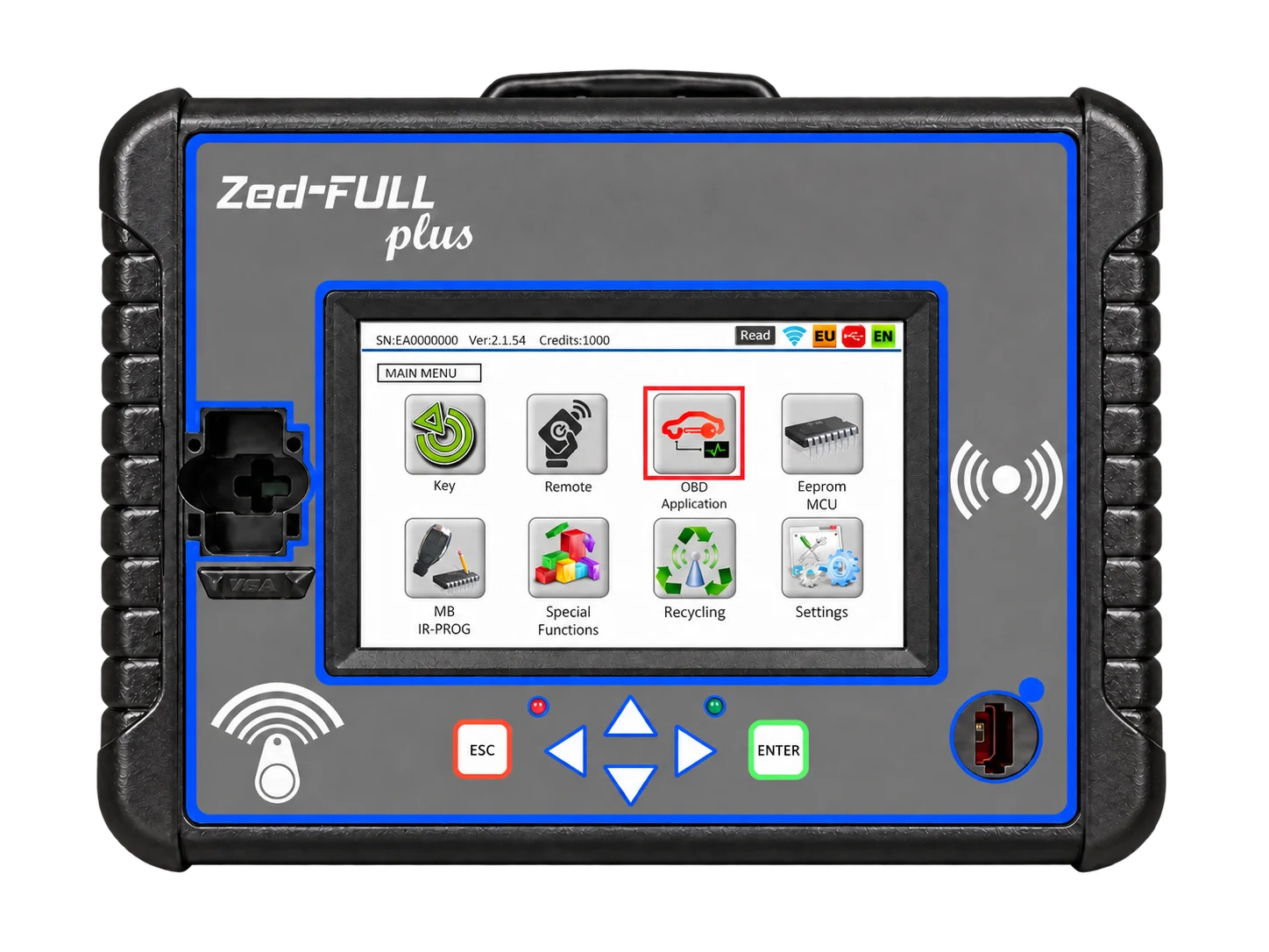 Zed-FULL plus ana menüsü açık anahtar programlama cihazı