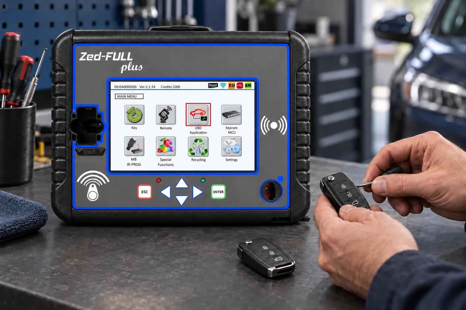 Zed-FULL plus ana menüsü açık anahtar programlama cihazı